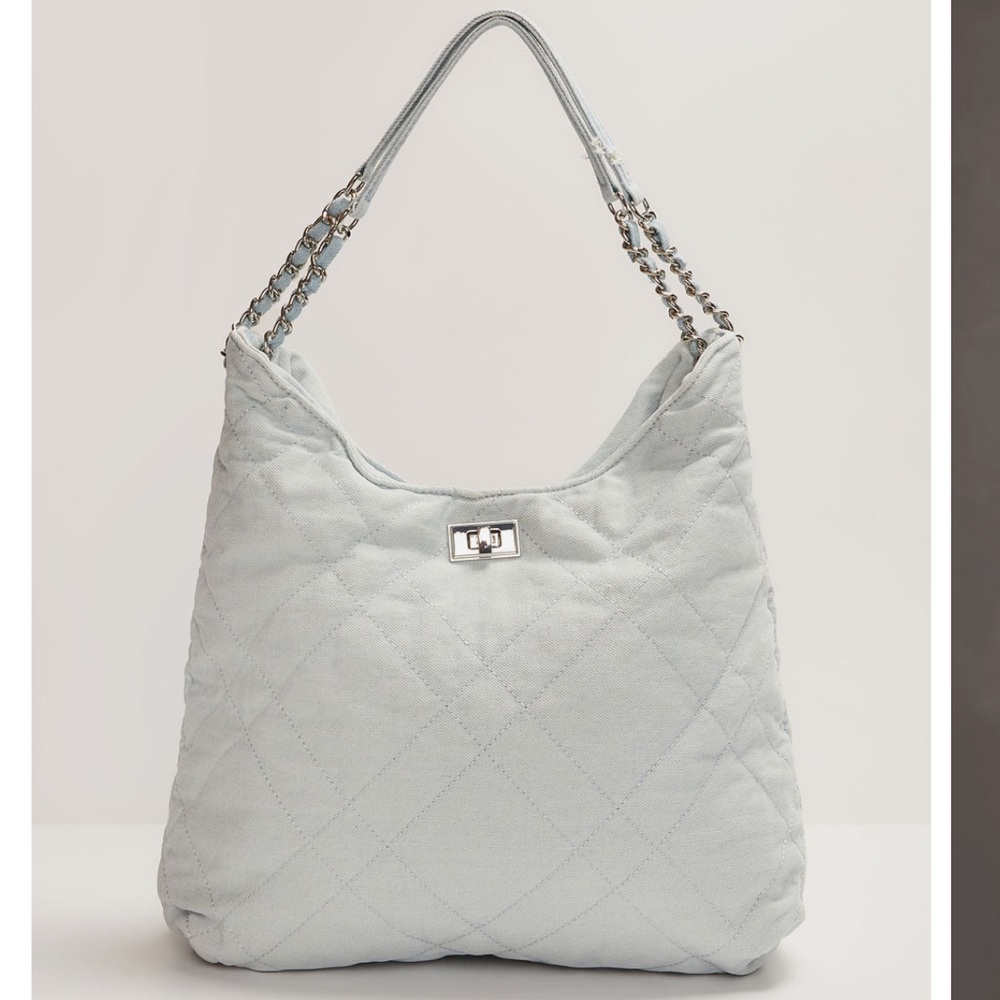 VICI Collection Denim Slouchy Tote - Light Blue
